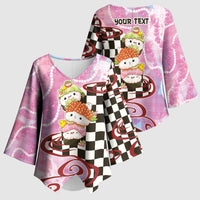 Personalized Japanese Kawaii Sushi Roll Kimono Sleeve Blouse Wagara Palaka Pattern LT9 - Polynesian Pride