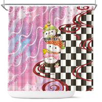 Personalized Japanese Kawaii Sushi Roll Shower Curtain Wagara Palaka Pattern
