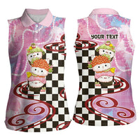 Personalized Japanese Kawaii Sushi Roll Women Sleeveless Polo Shirt Wagara Palaka Pattern