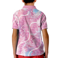 Japanese Koi Fish Kid Polo Shirt Pink Wagara Palaka Honohono Pikake Lei