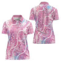 Japanese Koi Fish Women Polo Shirt Pink Wagara Palaka Honohono Pikake Lei
