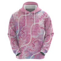 Japanese Koi Fish Zip Hoodie Pink Wagara Palaka Honohono Pikake Lei