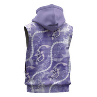 Japanese Koi Fish Sleeveless Zip Hoodie Purple Wagara Palaka Honohono Pikake Lei