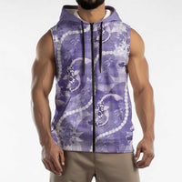 Japanese Koi Fish Sleeveless Zip Hoodie Purple Wagara Palaka Honohono Pikake Lei
