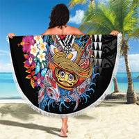 Personalized Japanese Koi Fish Ramen Beach Blanket Aloha Shark Kakau Pattern