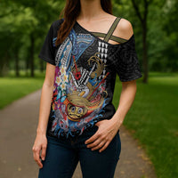 Personalized Japanese Koi Fish Ramen Cross Shoulder Shirt Aloha Shark Kakau Pattern LT9 - Polynesian Pride
