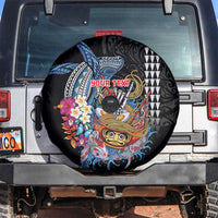 Personalized Japanese Koi Fish Ramen Spare Tire Cover Aloha Shark Kakau Pattern