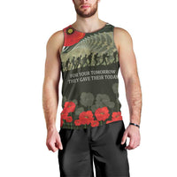 ANZAC Day We Remember Men Tank Top Maori Silver Fern Camouflage Motif