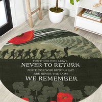 ANZAC Day We Remember Round Carpet Maori Silver Fern Camouflage Motif