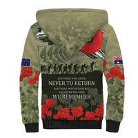 ANZAC Day We Remember Sherpa Hoodie Maori Silver Fern Camouflage Motif