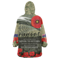 ANZAC Day We Remember Wearable Blanket Hoodie Maori Silver Fern Camouflage Motif