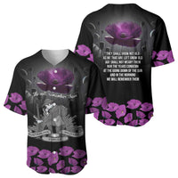 ANZAC Day Remembrance Baseball Jersey Purple Poppy We Will Remember Them