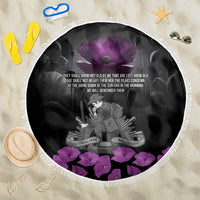 ANZAC Day Remembrance Beach Blanket Purple Poppy We Will Remember Them