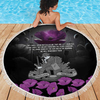 ANZAC Day Remembrance Beach Blanket Purple Poppy We Will Remember Them