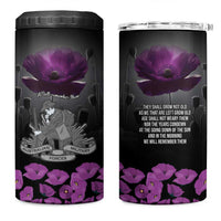 ANZAC Day Remembrance 4 in 1 Can Cooler Tumbler Purple Poppy We Will Remember Them