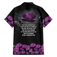 ANZAC Day Remembrance Hawaiian Shirt Purple Poppy We Will Remember Them