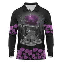 ANZAC Day Remembrance Long Sleeve Polo Shirt Purple Poppy We Will Remember Them LT9 Purple - Polynesian Pride
