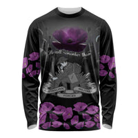 ANZAC Day Remembrance Long Sleeve Shirt Purple Poppy We Will Remember Them LT9 Unisex Purple - Polynesian Pride