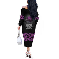 ANZAC Day Remembrance Off The Shoulder Long Sleeve Dress Purple Poppy We Will Remember Them