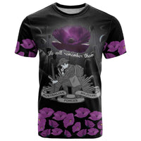 ANZAC Day Remembrance T Shirt Purple Poppy We Will Remember Them