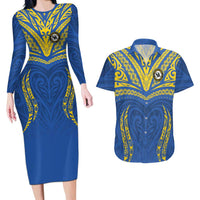 Custom Oceania Football Solomon Kings Couples Matching Long Sleeve Bodycon Dress and Hawaiian Shirt Polynesian Tribal Pattern
