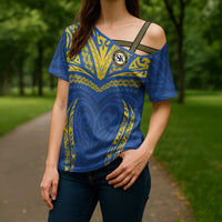 Custom Oceania Football Solomon Kings Cross Shoulder Shirt Polynesian Tribal Pattern