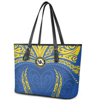 Oceania Football Solomon Kings Leather Tote Bag Polynesian Tribal Pattern
