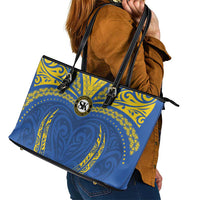 Oceania Football Solomon Kings Leather Tote Bag Polynesian Tribal Pattern