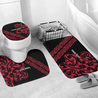 All Black Maori Tribal Tattoo Personalised Bathroom Set Classic Red Polynesian Style - Polynesian Pride