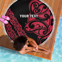 All Black Maori Tribal Tattoo Personalised Beach Blanket Classic Red Polynesian Style - Polynesian Pride