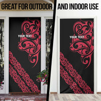 All Black Maori Tribal Tattoo Personalised Door Cover Classic Red Polynesian Style - Polynesian Pride