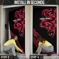 All Black Maori Tribal Tattoo Personalised Door Cover Classic Red Polynesian Style - Polynesian Pride