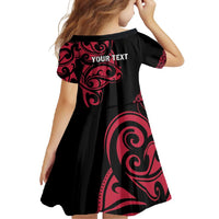 All Black Maori Tribal Tattoo Personalised Family Matching Off Shoulder Maxi Dress and Hawaiian Shirt Classic Red Polynesian Style - Polynesian Pride