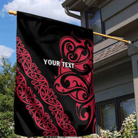 All Black Maori Tribal Tattoo Personalised Garden Flag Classic Red Polynesian Style - Polynesian Pride