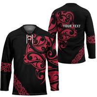 All Black Maori Tribal Tattoo Personalised Hockey Jersey Classic Red Polynesian Style LT9 - Polynesian Pride
