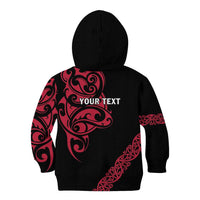 All Black Maori Tribal Tattoo Personalised Kid Hoodie Classic Red Polynesian Style - Polynesian Pride