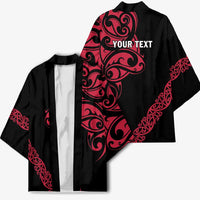 All Black Maori Tribal Tattoo Personalised Kimono Classic Red Polynesian Style - Polynesian Pride