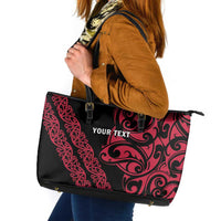All Black Maori Tribal Tattoo Personalised Leather Tote Bag Classic Red Polynesian Style LT9 Red - Polynesian Pride