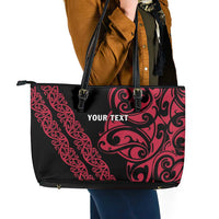 All Black Maori Tribal Tattoo Personalised Leather Tote Bag Classic Red Polynesian Style LT9 - Polynesian Pride
