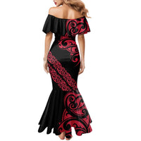 All Black Maori Tribal Tattoo Personalised Mermaid Dress Classic Red Polynesian Style - Polynesian Pride