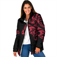 All Black Maori Tribal Tattoo Personalised Padded Jacket Classic Red Polynesian Style - Polynesian Pride