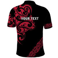 All Black Maori Tribal Tattoo Personalised Polo Shirt Classic Red Polynesian Style - Polynesian Pride