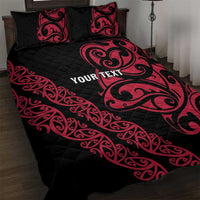 All Black Maori Tribal Tattoo Personalised Quilt Bed Set Classic Red Polynesian Style - Polynesian Pride
