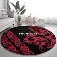 All Black Maori Tribal Tattoo Personalised Round Carpet Classic Red Polynesian Style - Polynesian Pride