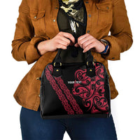 All Black Maori Tribal Tattoo Personalised Shoulder Handbag Classic Red Polynesian Style - Polynesian Pride