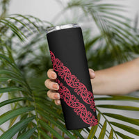 All Black Maori Tribal Tattoo Personalised Skinny Tumbler Classic Red Polynesian Style - Polynesian Pride