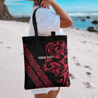 All Black Maori Tribal Tattoo Personalised Tote Bag Classic Red Polynesian Style - Polynesian Pride