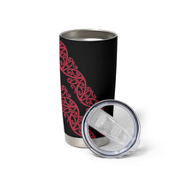 All Black Maori Tribal Tattoo Personalised Tumbler Cup Classic Red Polynesian Style - Polynesian Pride