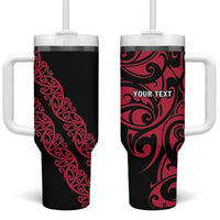 All Black Maori Tribal Tattoo Personalised Tumbler With Handle Classic Red Polynesian Style - Polynesian Pride