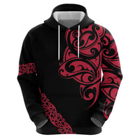 All Black Maori Tribal Tattoo Personalised Zip Hoodie Classic Red Polynesian Style - Polynesian Pride